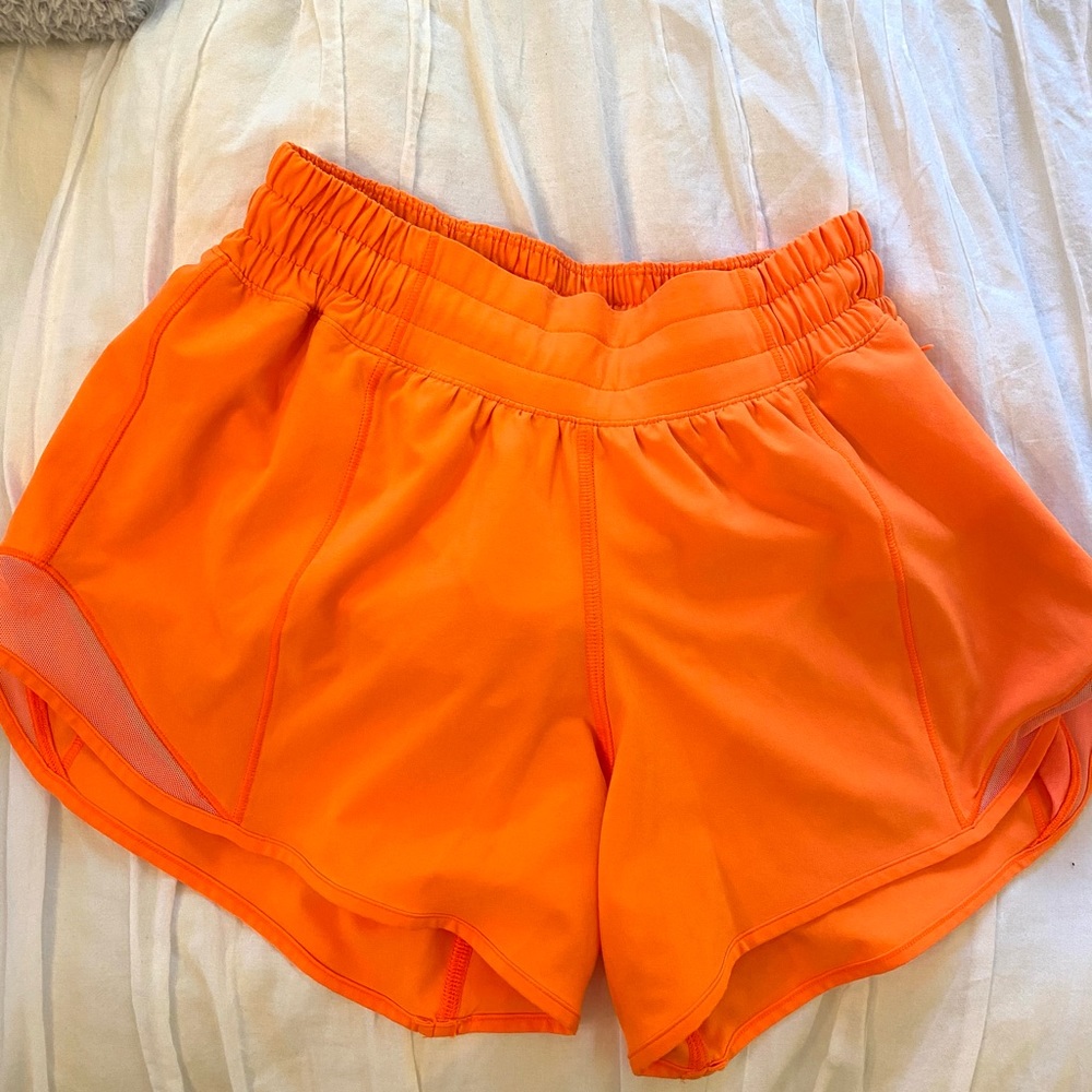 NEVER BEEN WORN neon orange lulu shorts!